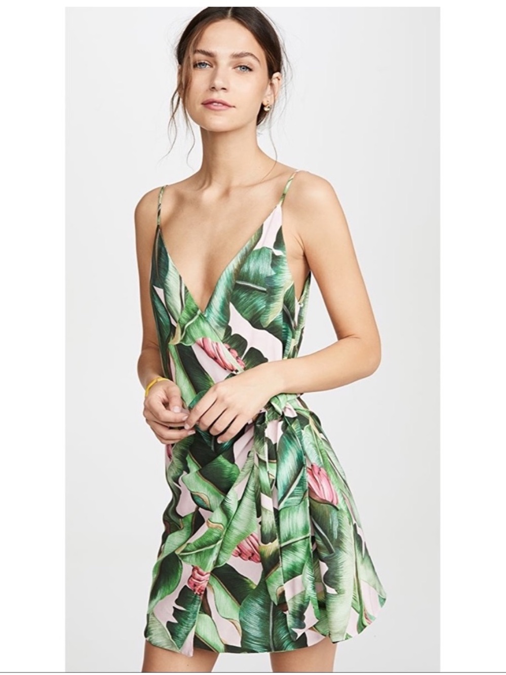 FARM Rio Pink Palms Mini Wrap Dress medium